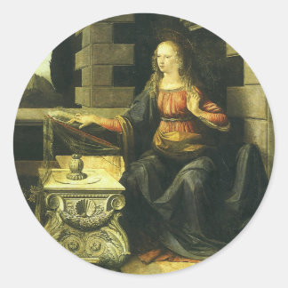 Leonardo da Vinci's Annunciation of the Lord Classic Round Sticker
