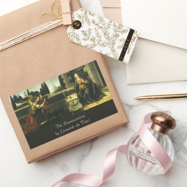 Leonardo da Vinci's Annunciation of the Lord Rectangular Sticker (Gifting)