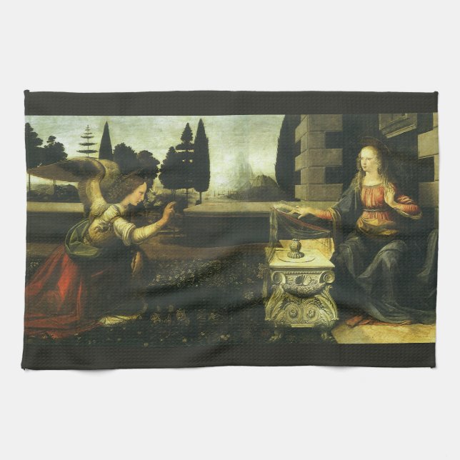 Leonardo da Vinci's Annunciation of the Lord Tea Towel (Horizontal)