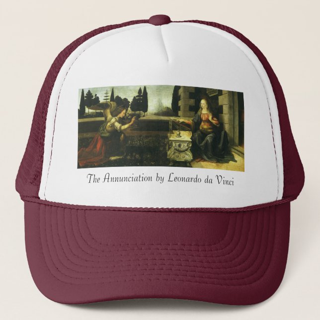 Leonardo da Vinci's Annunciation of the Lord Trucker Hat (Front)