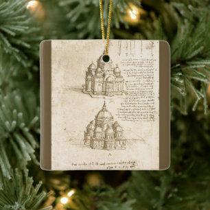 Leonardo da Vinci's Architectural Cathedral Study Ceramic Ornament