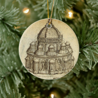 Leonardo da Vinci's Architectural Cathedral Study Ceramic Tree Decoration