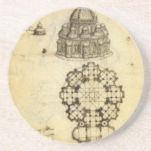 Leonardo da Vinci's Architectural Cathedral Study Coaster