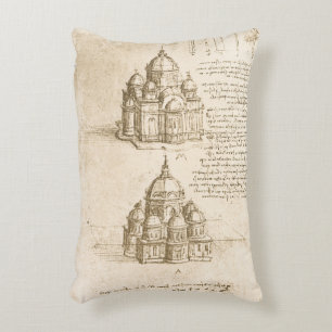 Leonardo da Vinci's Architectural Cathedral Study Decorative Cushion