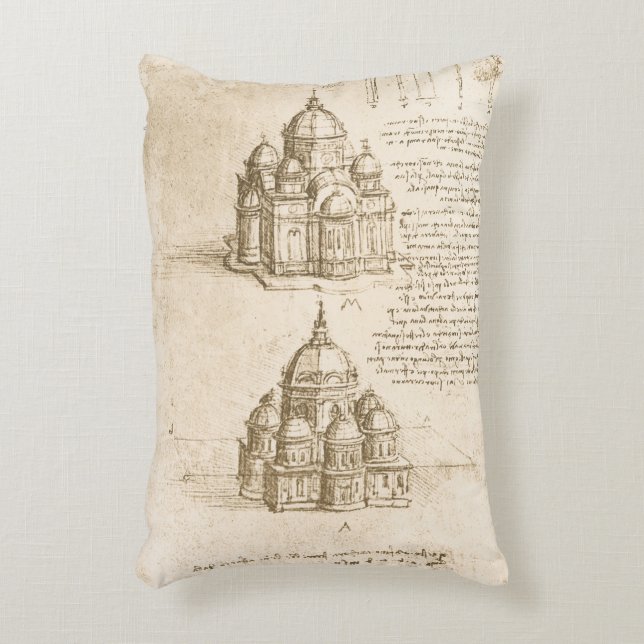 Leonardo da Vinci's Architectural Cathedral Study Decorative Cushion (Front(Vertical))