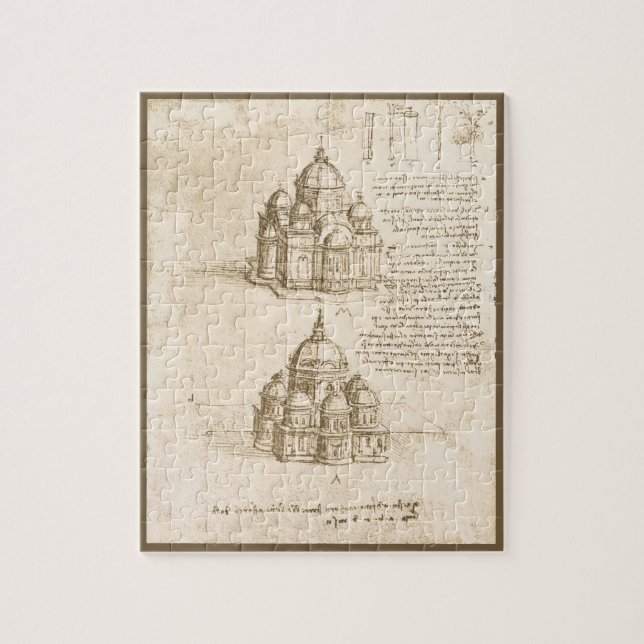 Leonardo da Vinci's Architectural Cathedral Study Jigsaw Puzzle (Vertical)