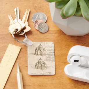 Leonardo da Vinci's Architectural Cathedral Study Key Ring