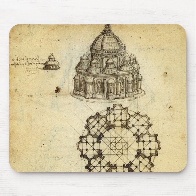 Leonardo da Vinci's Architectural Cathedral Study Mouse Mat (Front)
