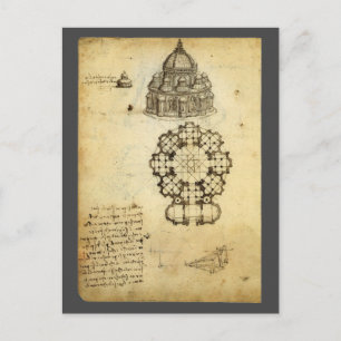 Leonardo da Vinci's Architectural Cathedral Study Postcard