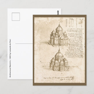 Leonardo da Vinci's Architectural Cathedral Study Postcard