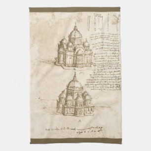 Leonardo da Vinci's Architectural Cathedral Study Tea Towel