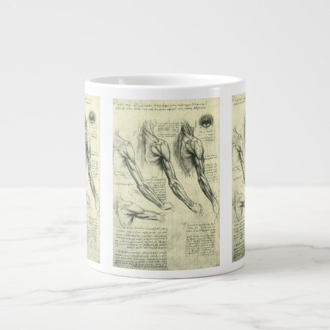 Leonardo da Vinci's Arm and Shoulder Anatomy Large Coffee Mug (Front)