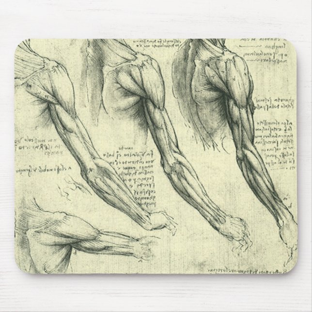 Leonardo da Vinci's Arm and Shoulder Anatomy Mouse Mat (Front)
