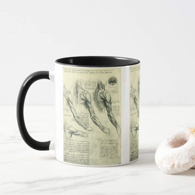 Leonardo da Vinci's Arm and Shoulder Anatomy Mug (With Donut)