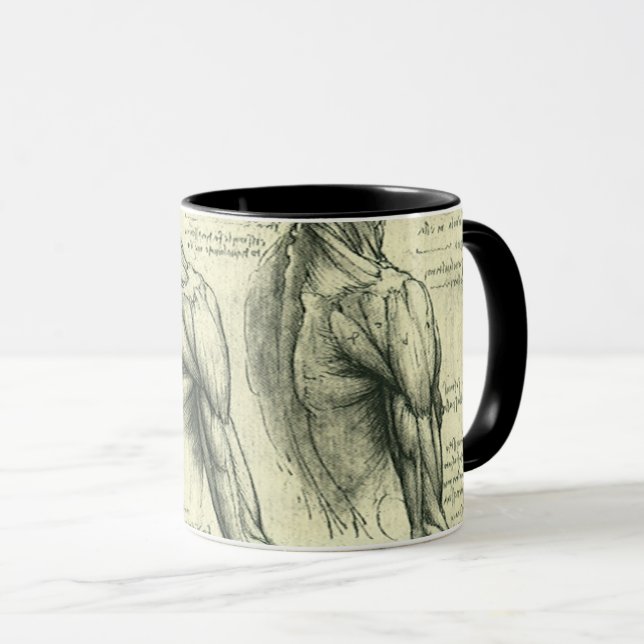 Leonardo da Vinci's Arm and Shoulder Anatomy Mug (Front Right)