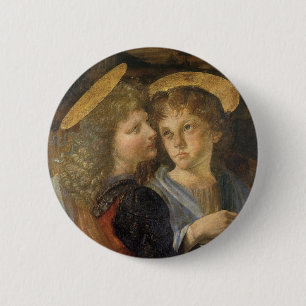 Leonardo da Vinci's Baptism of Christ Angels 6 Cm Round Badge