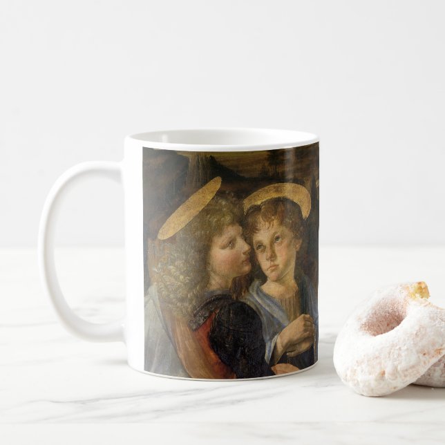 Leonardo da Vinci's Baptism of Christ Angels Coffee Mug (With Donut)