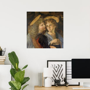 Leonardo da Vinci's Baptism of Christ Angels Poster