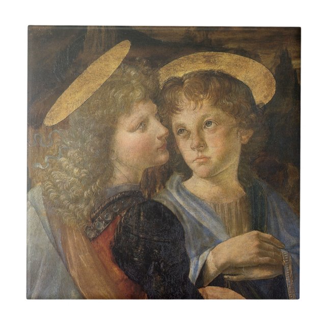 Leonardo da Vinci's Baptism of Christ Angels Tile (Front)