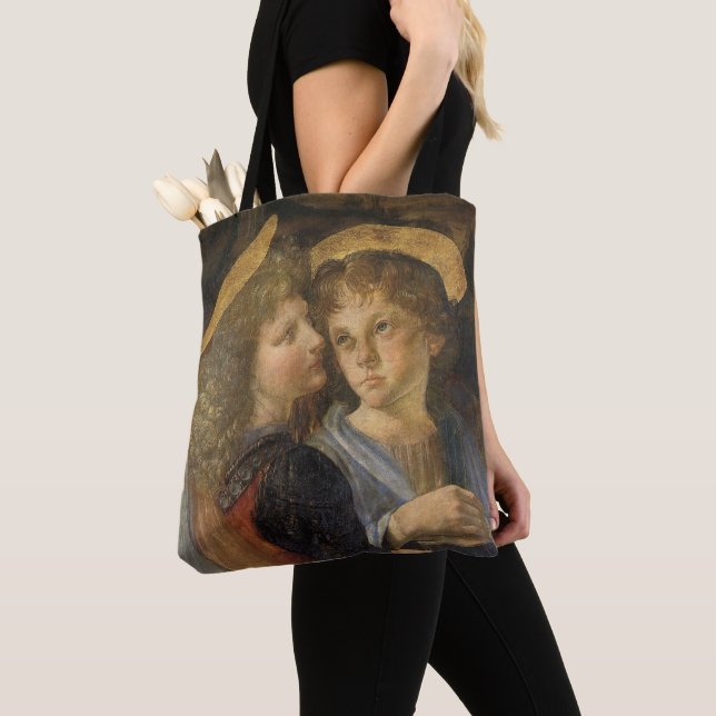 Leonardo da Vinci's Baptism of Christ Angels Tote Bag (Close Up)