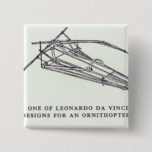 Leonardo da Vinci's designs for an Ornithopter 15 Cm Square Badge