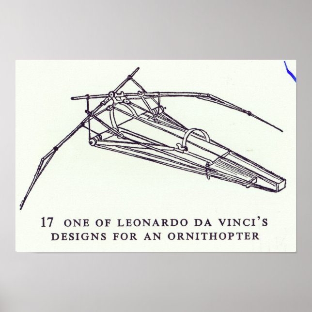 Leonardo da Vinci's designs for an Ornithopter Poster (Front)
