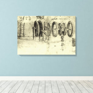Leonardo da Vinci's Engineering Sketch of a Wheel Canvas Print