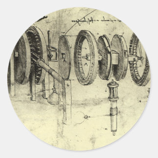 Leonardo da Vinci's Engineering Sketch of a Wheel Classic Round Sticker