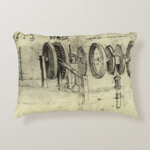 Leonardo da Vinci's Engineering Sketch of a Wheel Decorative Cushion