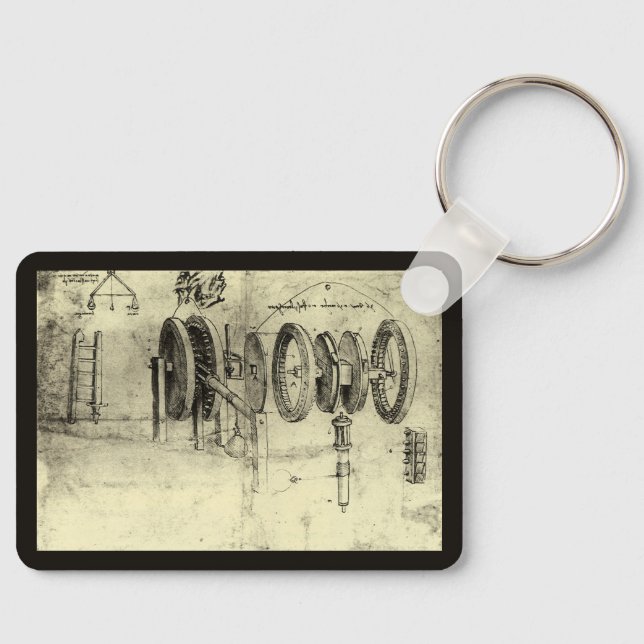 Leonardo da Vinci's Engineering Sketch of a Wheel Key Ring (Front)