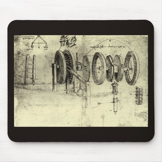 Leonardo da Vinci's Engineering Sketch of a Wheel Mouse Mat (Front)