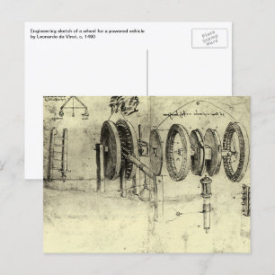 Leonardo da Vinci's Engineering Sketch of a Wheel Postcard