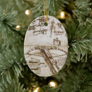 Leonardo da Vinci's Giant Crossbow Weapon Sketch Ceramic Tree Decoration