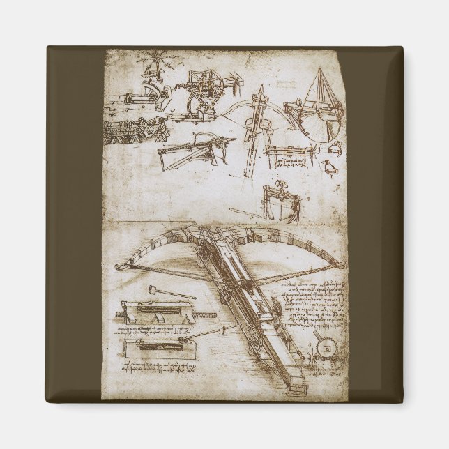 Leonardo da Vinci's Giant Crossbow Weapon Sketch Magnet (Front)