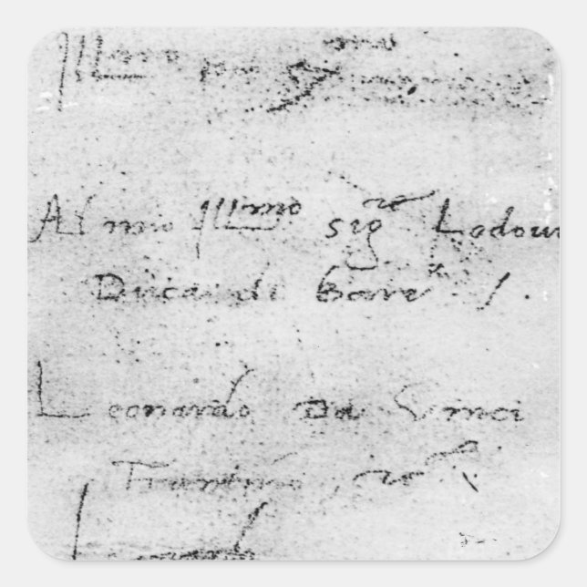 Leonardo da Vinci's handwriting Square Sticker (Front)