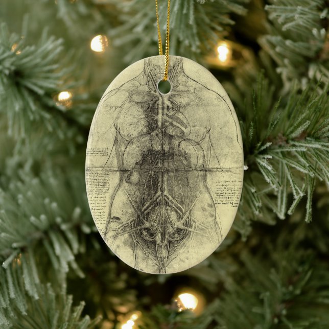 Leonardo da Vinci's Human Anatomy, Female Torso Ceramic Tree Decoration (Tree)
