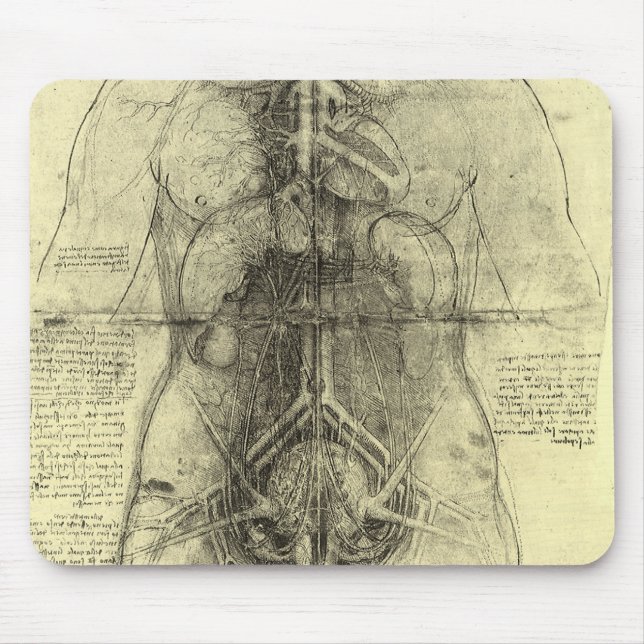 Leonardo da Vinci's Human Anatomy, Female Torso Mouse Mat (Front)