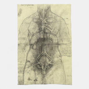 Leonardo da Vinci's Human Anatomy, Female Torso Tea Towel
