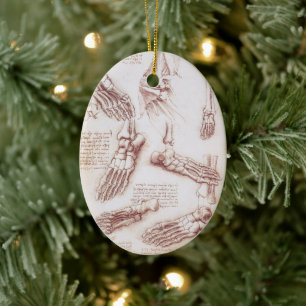 Leonardo da Vinci's Human Anatomy Foot Bones Ceramic Tree Decoration