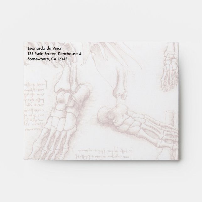 Leonardo da Vinci's Human Anatomy Foot Bones Envelopes (Front)