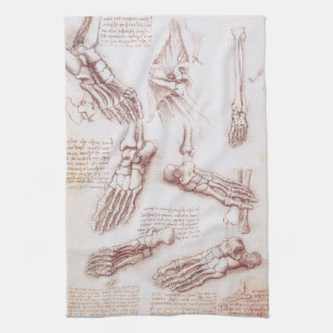 Leonardo da Vinci's Human Anatomy Foot Bones Tea Towel