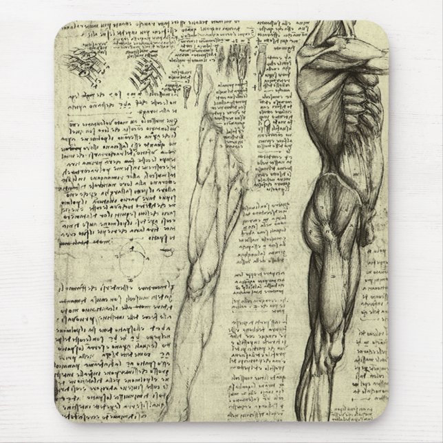 Leonardo da Vinci's Human Anatomy Male Muscles Mouse Mat (Front)