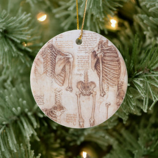 Leonardo da Vinci's Human Anatomy Skeleton Bones Ceramic Tree Decoration