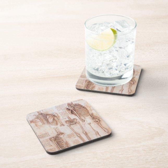 Leonardo da Vinci's Human Anatomy Skeleton Bones Coaster (Right Side)