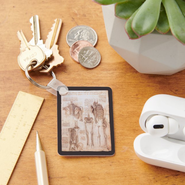 Leonardo da Vinci's Human Anatomy Skeleton Bones Key Ring (Desk)