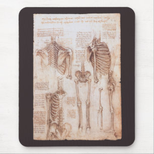 Leonardo da Vinci's Human Anatomy Skeleton Bones Mouse Mat