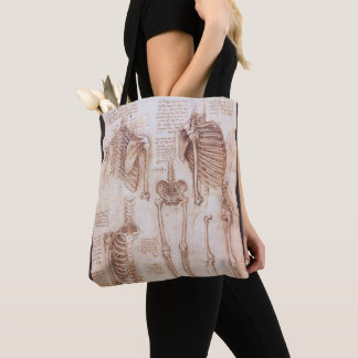 Leonardo da Vinci's Human Anatomy Skeleton Bones Tote Bag