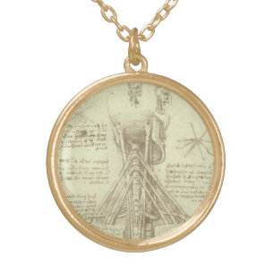 Leonardo da Vinci's Human Anatomy Spinal Column Gold Plated Necklace