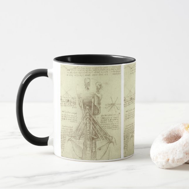 Leonardo da Vinci's Human Anatomy Spinal Column Mug (With Donut)