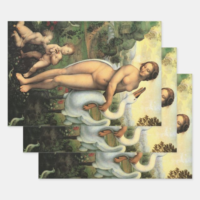 Leonardo da Vinci's Leda and the Swan Wrapping Paper Sheet (Set)